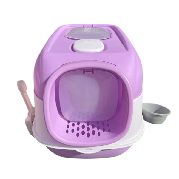 صندوق فضلات مغطى مع مجرفة وصحن